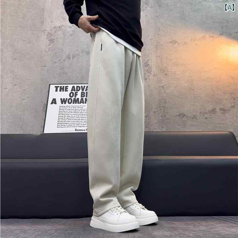 メンズ ファッション 春夏 秋冬 かっこいい オシャレ モテ 男性用 紳士服 服 韓国 シンプル 大人 メンズ カジュアル パンツ バナナ パンツ ワイド レッグ カースウェットパンツ フロア レングス パンツ ストレート レッグ パンツ