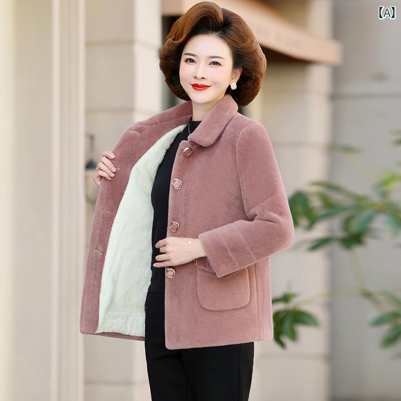 レディース 流行り物 春夏 秋冬 可愛らしい オシャレ 韓国 御っ母さん 厚地の外套 裏起毛 朦々たる 綿 厚地の外套 羊毛 トップス