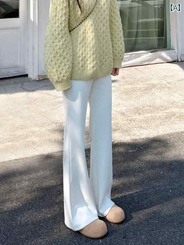 レディース ファッション 春夏 秋冬 かわいい オシャレ 韓国 アセテート ウール 平 織り ナロー レッグ ワイド レッグ パンツ フリース 裏地 ストレート レッグ フレア フレア ライス カラー パンツ｜YKC8 30,200円