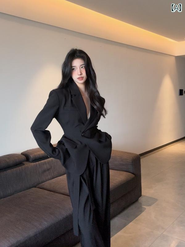 レディース ファッション 春夏 秋冬 かわいい オシャレ 韓国 女 教師 通勤 女 主人公同 セット ミドル丈 ワイド レッグ パンツ