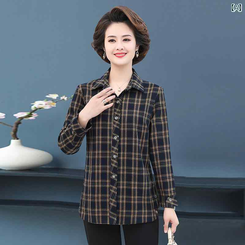 レディース ファッション 春夏 秋冬 かわいい オシャレ 韓国 綿 チェック シャツ 長袖 母 トップス ジャケット カジュアル コッシャツ