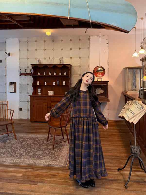 レディース ファッション 春夏 秋冬 かわいい オシャレ 韓国 レース チェック柄 ドレス スタイル ゆったり フィット 長袖 小柄 サイズ 11,641円