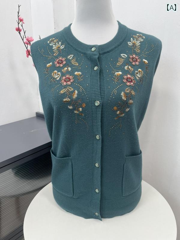 レディース 流行り物 春夏 秋冬 可愛らしい オシャレ 韓国 御っ母さん 薄っぺら ジレー  成人女性 年がしら  入り口・入口 衣嚢 編み物 スウェーター