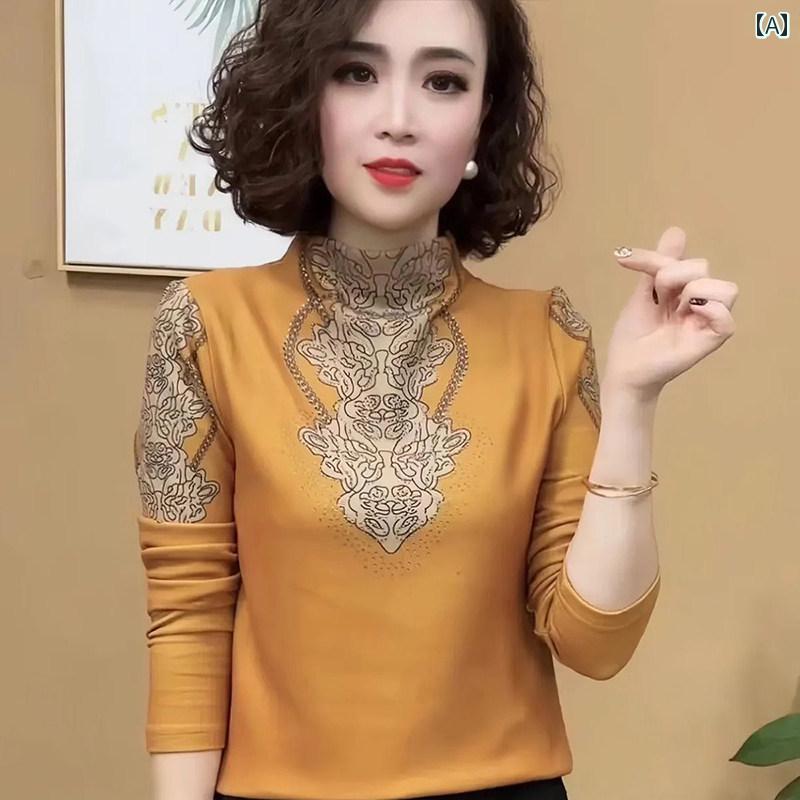 レディース ファッション 春夏 秋冬 かわいい オシャレ 韓国 女性　　フリース　ベース　レイヤー　トップ　スタイリッシュ　お腹　隠せる　ラインストーン　プリント　エレガント｜YKC8