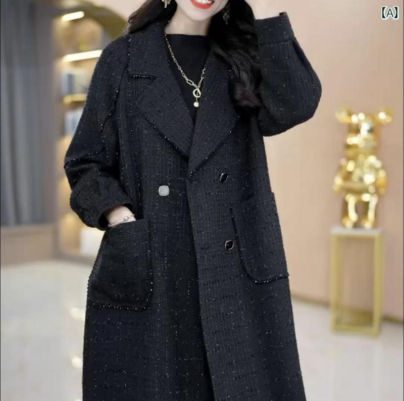 レディース 流行り物 春夏 秋冬 可愛らしい オシャレ 韓国 飛び切り感が 窈窕たる 羊毛 厚地の外套 真っただ中丈 か細い相応う
