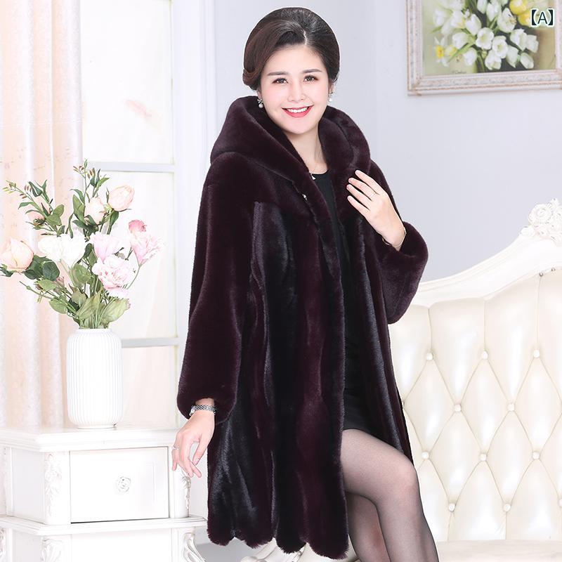 レディース ファッション 春夏 秋冬 かわいい オシャレ 韓国 女性　ミドル丈　大きめ　サイズ　ファーコート　厚手　スタイリッシュお母さん　最適｜YKC8