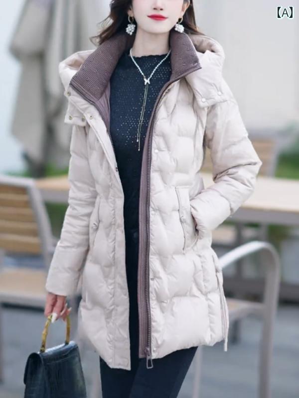 レディース 流行り物 春夏 秋冬 可愛らしい オシャレ 韓国 飛び切り 真っただ中丈 綿織物厚地の外套 洟垂れ小僧 御っ母さん 朦々たる 生あたたかい キルティング上衣 落ち込む