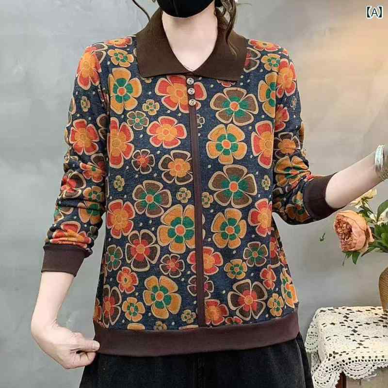 レディース ファッション 春夏 秋冬 かわいい オシャレ 韓国 大きめ　サイズ　花柄　襟　　ベース　レイヤー　T　シャツ　女性　スリミング　ストレッチ