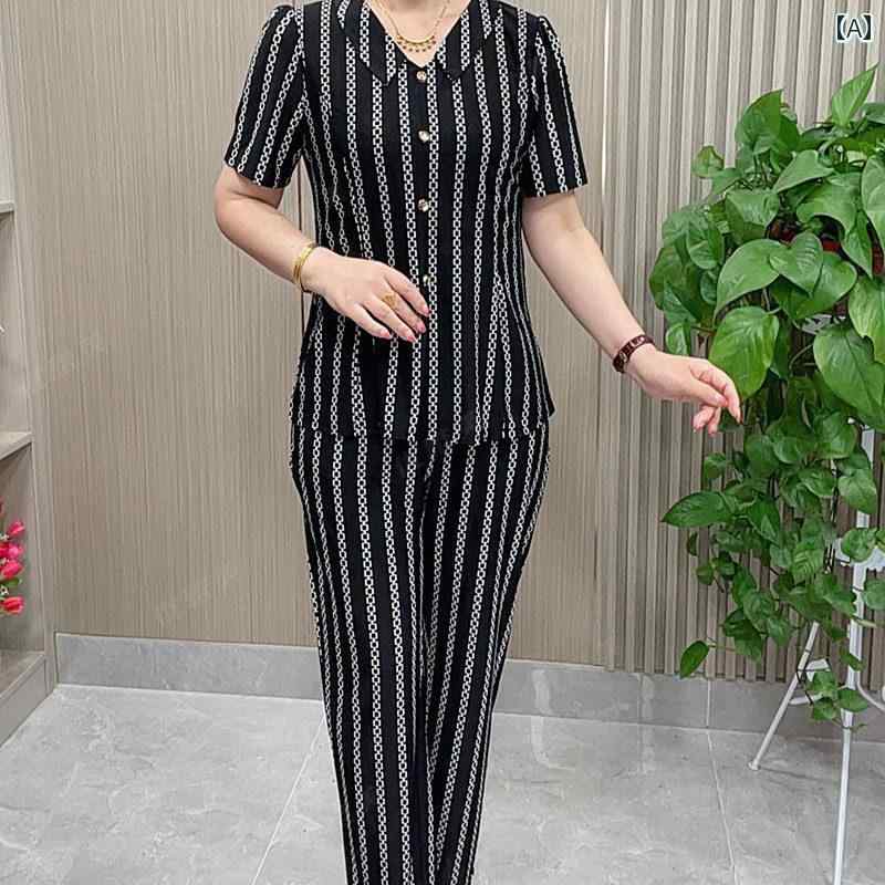 レディース ファッション 春夏 秋冬 かわいい オシャレ 韓国 女性 チェーン カジュアル トップス パンツ 半袖 スリム 服 セット|YKC8