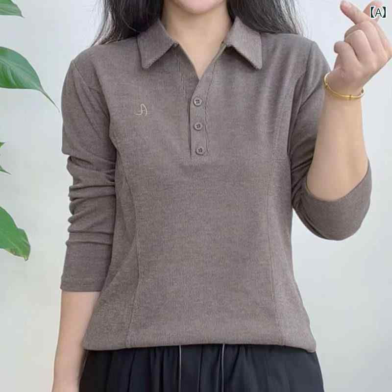 レディース ファッション 春夏 秋冬 かわいい オシャレ 韓国 襟　　スウェットシャツ　若々しく　スリム　T　シャツ　カジュアル　長袖　トップス