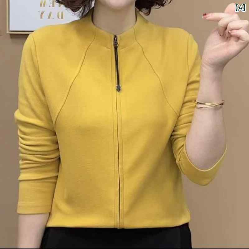 レディース ファッション 春夏 秋冬 かわいい オシャレ 韓国 スリムフィット インナー レイヤー ベース シャツ 厚手 フリース ジッパー ロングスリーブ T|YKC8