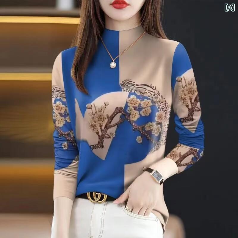 レディース ファッション 春夏 秋冬 かわいい オシャレ 韓国 スタイリッシュ　若々しい　長袖　T　シャツ　ハイネック　ベース　レイヤー　トップ　大きめ　サイズ