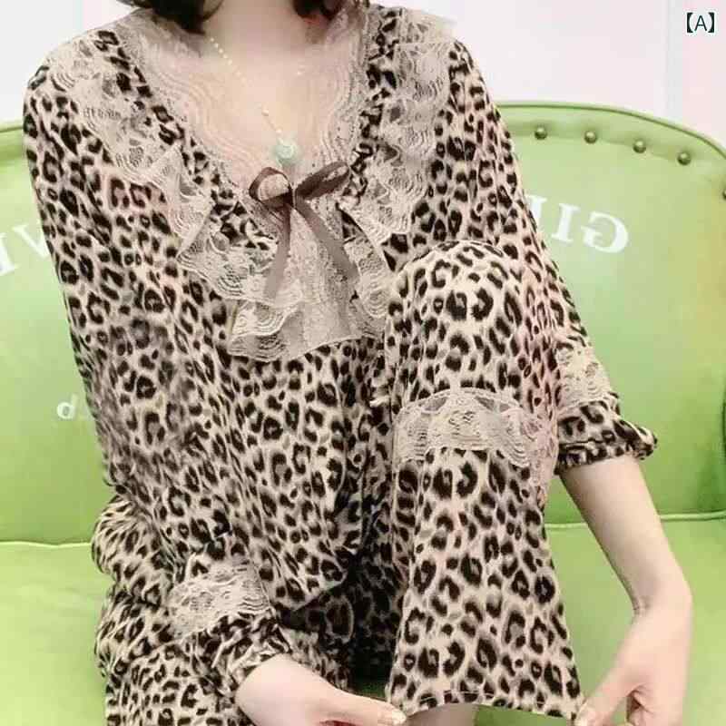 レディース ファッション 春夏 秋冬 かわいい オシャレ 韓国 女性 Vネック パジャマ 高級 レース トップ セット ツーピース 大きめ サイズ|YKC8