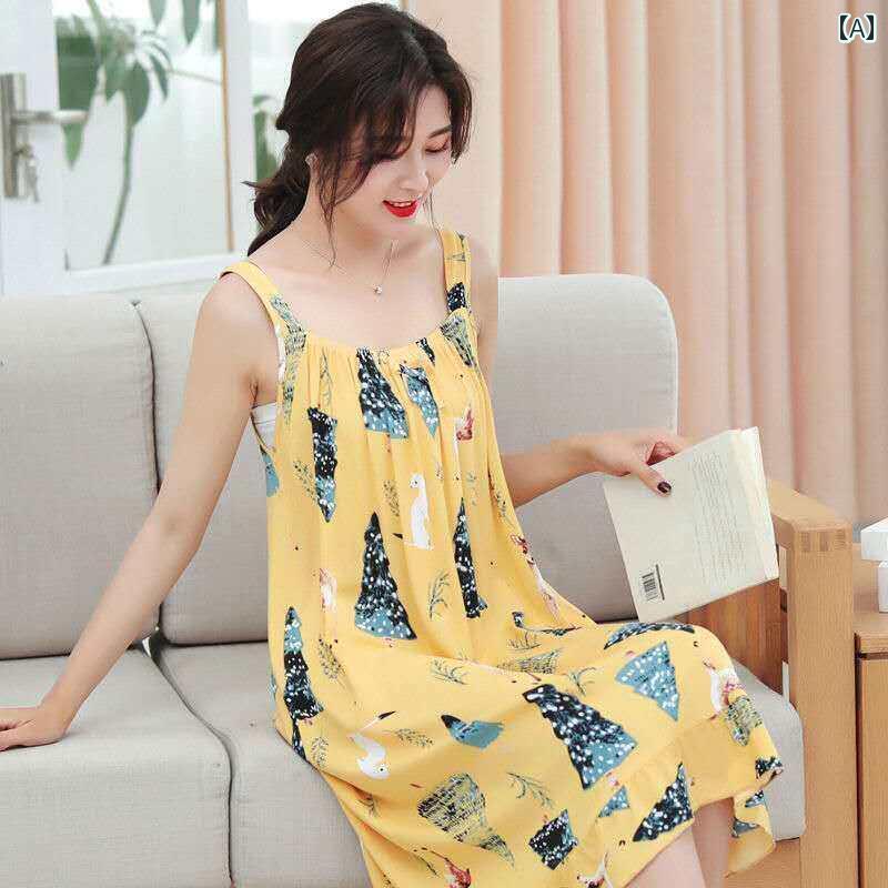 レディース ファッション 春夏 秋冬 かわいい オシャレ 韓国 女性 綿 ワンピース ドレス 通気性 合成 ナイトガウン ノースリーブ キュート