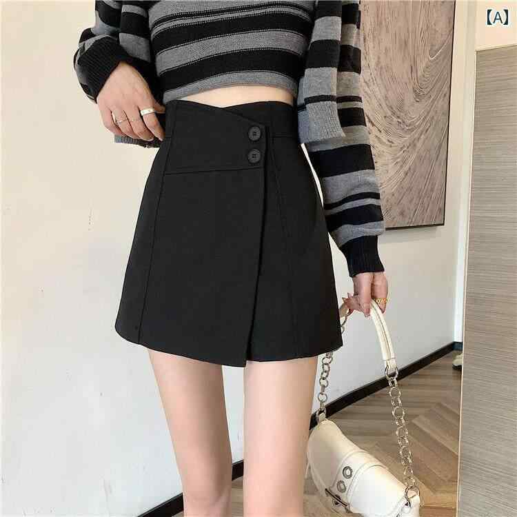 レディース ファッション 春夏 秋冬 かわいい オシャレ 韓国 パンツ　スカート　ハイウエスト　ワイド　レッグ　ショーツ　スーツ　aライン　フェイク　ツーピース　フロント　バック　ハーフ　丈｜YKC8