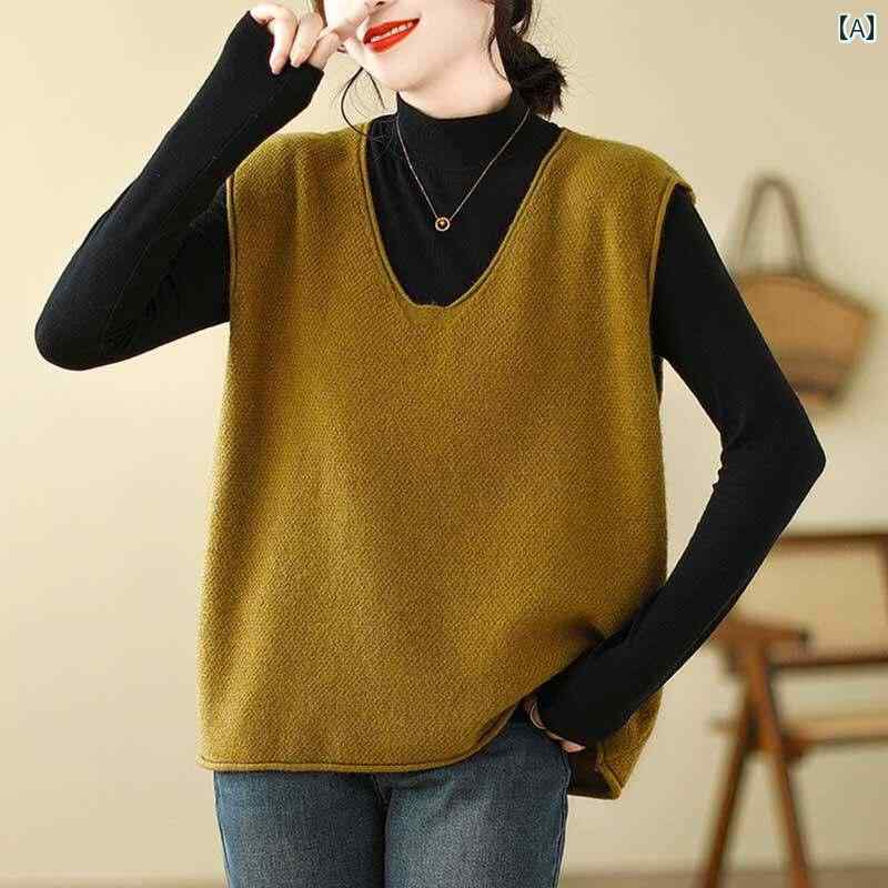 レディース ファッション 春夏 秋冬 かわいい オシャレ 韓国 ニット ベスト フィット Vネック カジュアル アウター セーター|YKC8