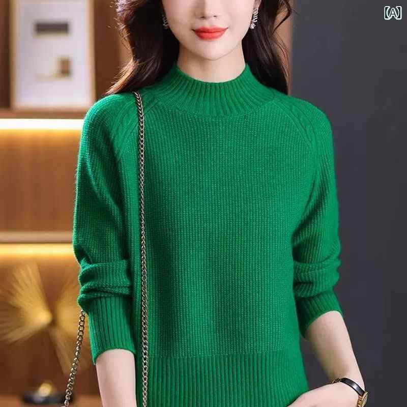 レディース ファッション 春夏 秋冬 かわいい オシャレ 韓国 ハイネック　セーター　長袖　ニットウェア　無地　フィット　感　スカート　組み合わせ　最適