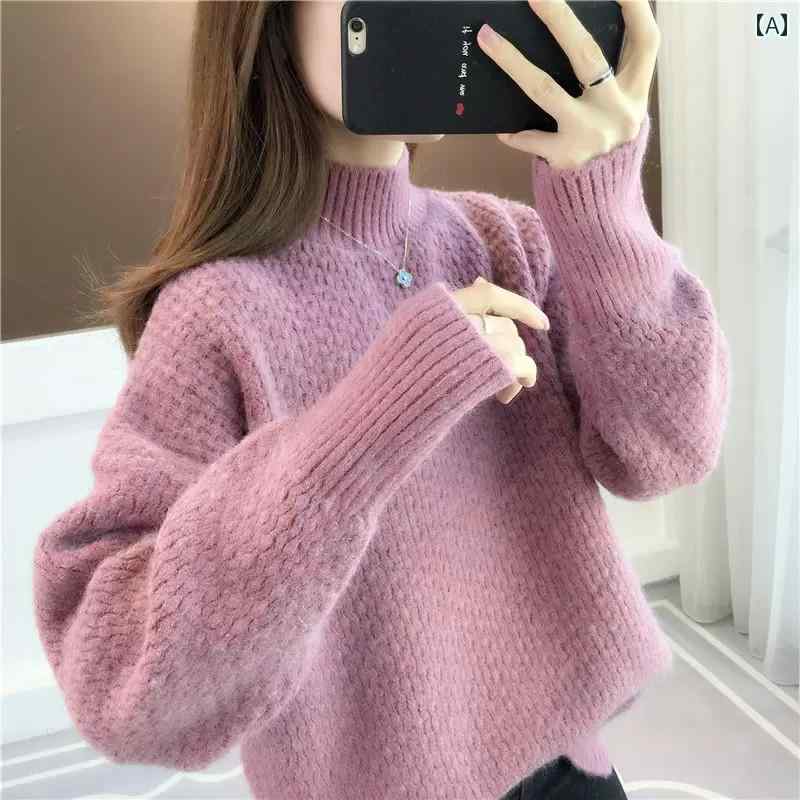 レディース ファッション 春夏 秋冬 かわいい オシャレ 韓国 ハーフ　ハイネック　セーター新　フィット　厚手　ベース　レイヤー　スタイリッシュ　ショート　トップ｜YKC8