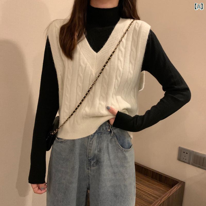 レディース ファッション 春夏 秋冬 かわいい オシャレ 韓国 ニット　ベスト　コレクション　新　ノースリーブ　Vネック　セーター　ショート　アウター　スタイリッシュ　トップス