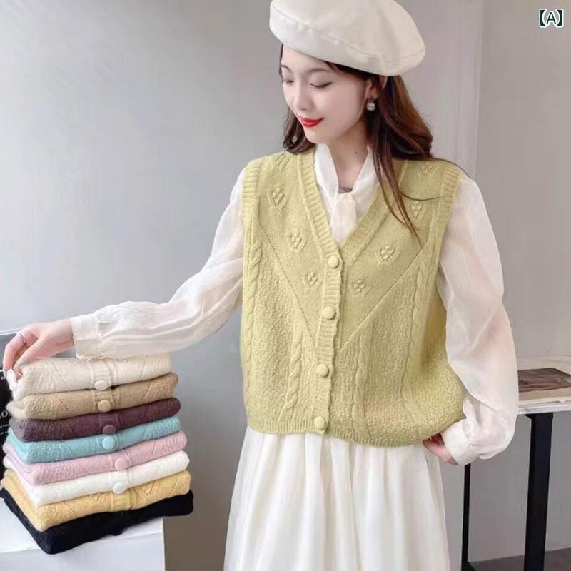 レディース ファッション 春夏 秋冬 かわいい オシャレ 韓国 小柄 女性 柔らか ニット ベスト 重ね着 最適|YKC8