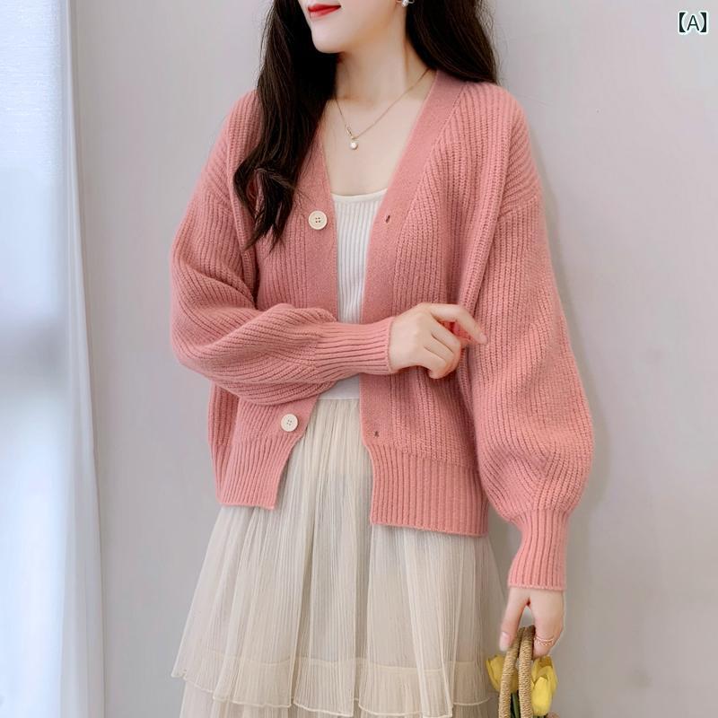 レディース ファッション 春夏 秋冬 かわいい オシャレ 韓国 新　ホット　セラー　ニットカーディガン　フィット　ショート　シック　リラックス　トップス