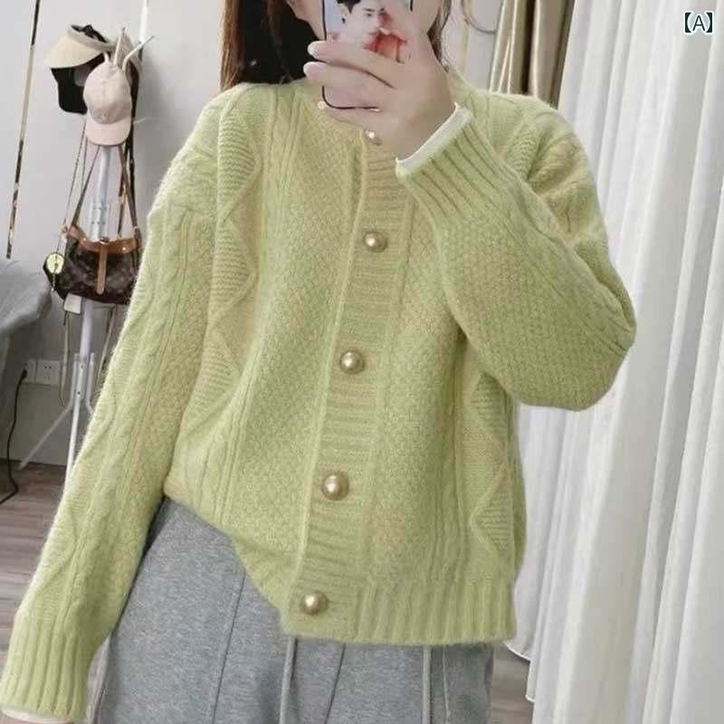 レディース ファッション 春夏 秋冬 かわいい オシャレ 韓国 セーター カーディガン アイテム リラックス 快適 長袖 ショート トップス
