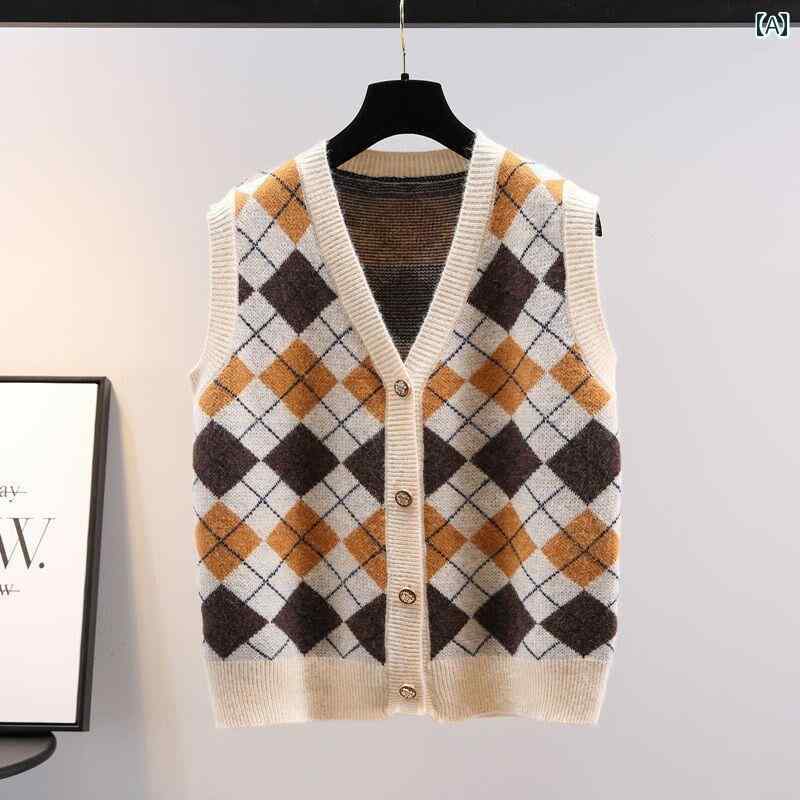 レディース ファッション 春夏 秋冬 かわいい オシャレ 韓国 ベスト　ニット　Vネック　セーター　レトロ　フィットアウター　カーディガン