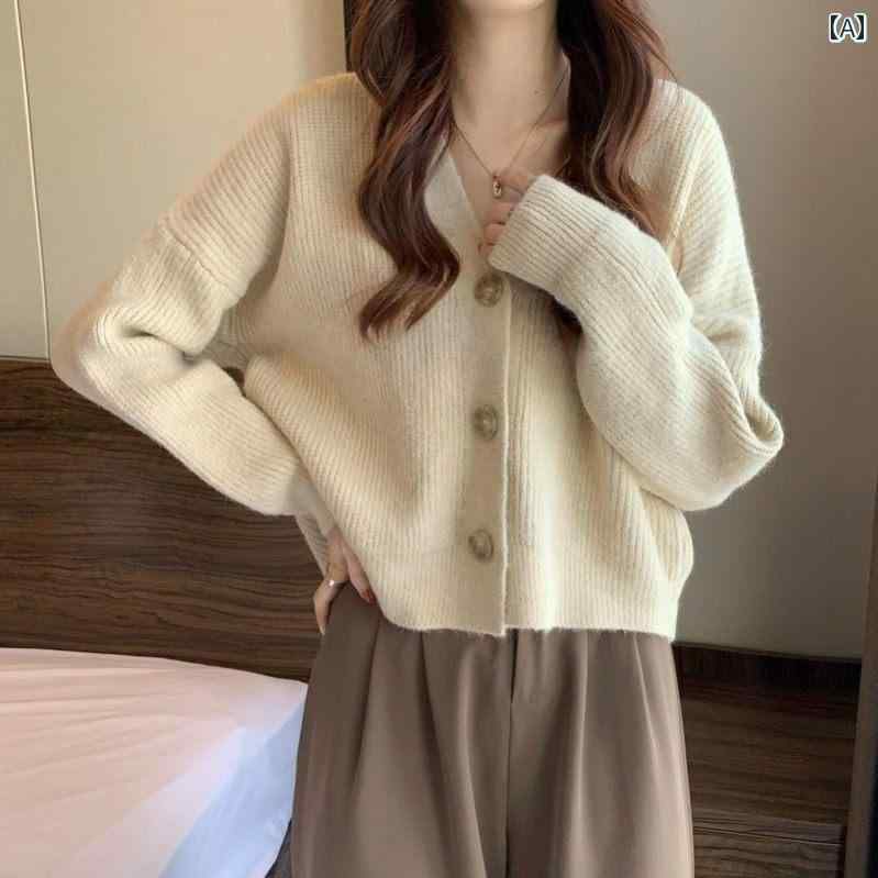 レディース 流行り物 春夏 秋冬 可愛らしい オシャレ 韓国 編み物ジレー 伸び伸びする 長袖 無地 遊撃手 厚地の外套 トップス