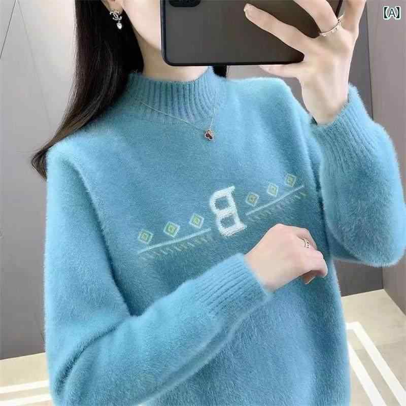 レディース ファッション 春夏 秋冬 かわいい オシャレ 韓国 フリースセーター　新　裏　起毛　厚手　おしゃれ　トップス　ハイネック　ニット｜YKC8
