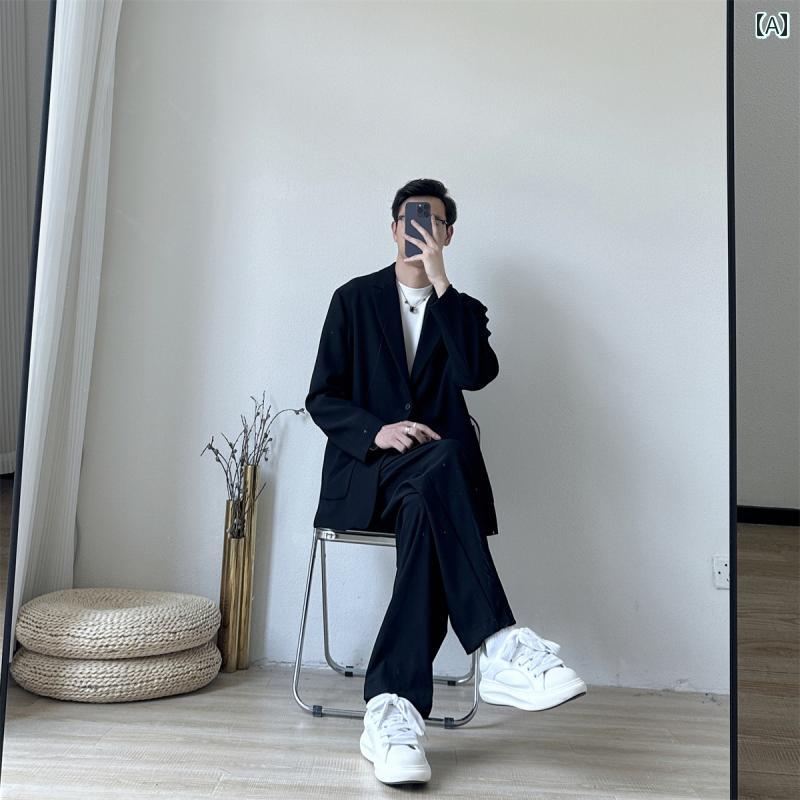 メンズ ファッション 春夏 秋冬 かっこいい オシャレ モテ 男性用 紳士服 服 韓国 シンプル 大人 スーツ　セット　　フィット　カジュアル　ツーピース　スーツ　ジャケット｜YKC8