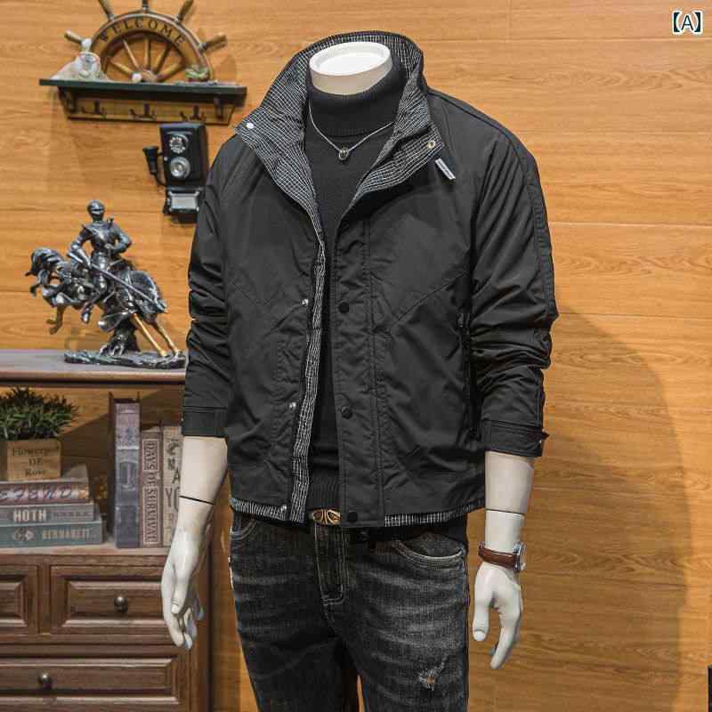 メンズ ファッション 春夏 秋冬 かっこいい オシャレ モテ 男性用 紳士服 服 韓国 シンプル 大人 スタンドカラー　ジャケット　チェック柄　トップス　スリムフィット　アウター　ワークジャケット