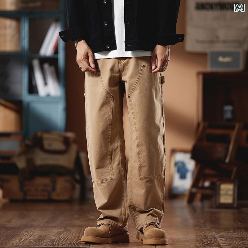 メンズ 流行り物 春夏 秋冬 かっこいい オシャレ モテ 成人男性用 成人男性服  服 韓国 分かりやすい 成年者 大きめ 大いさ アメリカン レトロ 膝丈 引っ切り無い 広広とした レッグ カーゴパンツ マルチ 衣嚢 メンズファッション-ズボン・パンツ