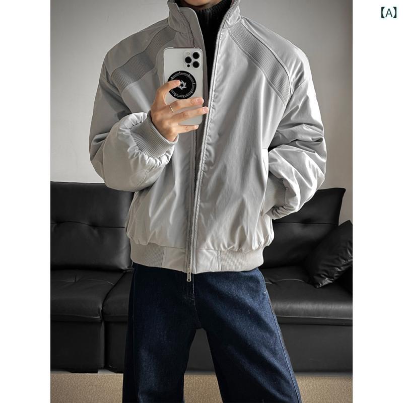 メンズ ファッション 春夏 秋冬 かっこいい オシャレ モテ 男性用 紳士服 服 韓国 シンプル 大人 アメリカン　スタンドカラー　中綿　ジャケット　厚手　暖かい　コート　高級　スタイリッシュ　ショート　ジャケットウィンドブレーカー