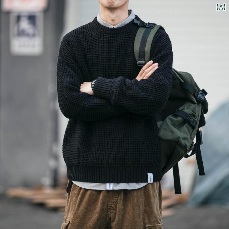 メンズ ファッション 春夏 秋冬 かっこいい オシャレ モテ 男性用 紳士服 服 韓国 シンプル 大人 レトロ　セーター　大きめ　サイズ　無地　厚手　ニット　セーター　大きめ　サイズ　コート　下　重ね着