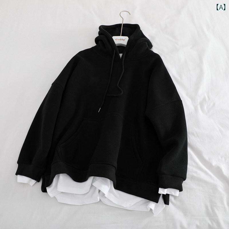 メンズ ファッション 春夏 秋冬 かっこいい オシャレ モテ 男性用 紳士服 服 韓国 シンプル 大人 大きめ　サイズフェイク　ツーピース　フード　スウェットシャツ　　フィット　ボーイフレンド　カップル　ジャケット