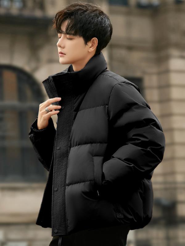 メンズ ファッション 春夏 秋冬 かっこいい オシャレ モテ 男性用 紳士服 服 韓国 シンプル 大人 ダウン ジャケット 厚手 パファー ジャケット コート クール スタイリッシュ スタンドカラー ジャケット ショート