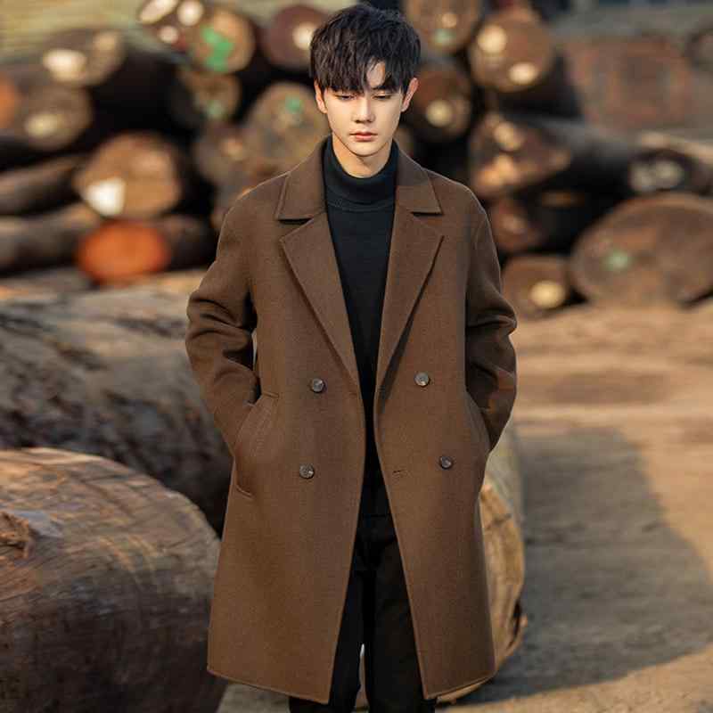メンズ 流行り物 春夏 秋冬 かっこいい オシャレ モテ 成人男性用 成人男性服 服 韓国 分かりやすい 成年者 羊毛 厚地の外套 厚地の外套 真っただ中丈 飛び切り 両面 羊毛 トレンチコート