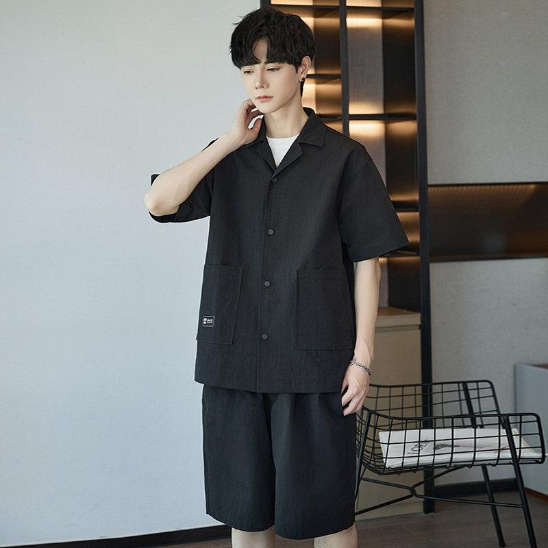 メンズ ファッション 春夏 秋冬 かっこいい オシャレ モテ 男性用 紳士服 服 韓国 シンプル 大人 カジュアル スポーツウェア セット 薄手 半袖 シャツ ショート パンツ ティーンエイジャー 完全 セット