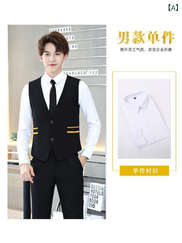 秋冬の 男女の ベスト セットの ホテルの バーの ktv レストランの 喫茶店の 従業 員の 作業 服の 長袖