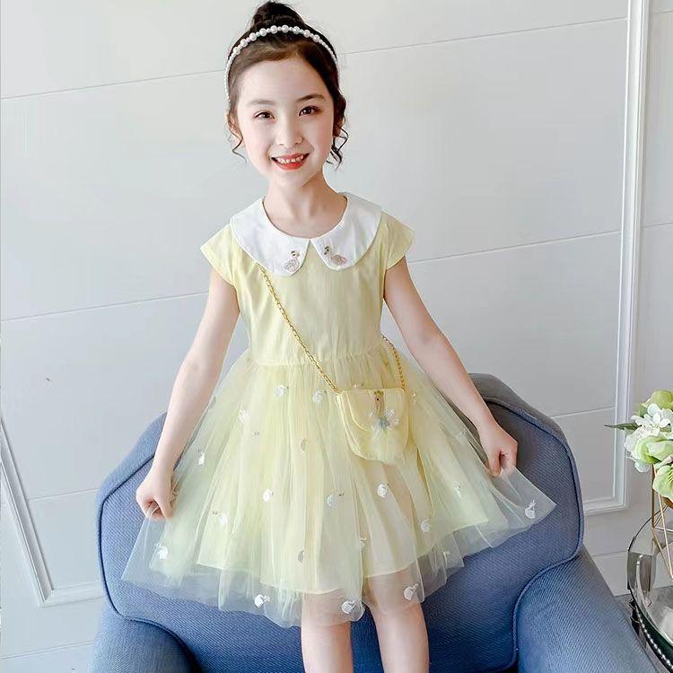 キッズ ファッション 女の子 かわいい おしゃれ 韓国 子供服 プリンセス 発表会 結婚式 高級 ドレス サマー 赤ちゃん 半袖 ワンピース 襟 夏 レース フリル