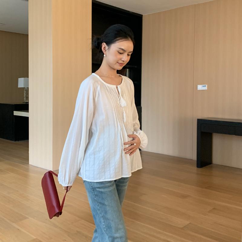 レディース ファッション 春秋 かわいい おしゃれ マタニティ 妊娠中 ベビー 赤ちゃん シャツ トップス シンプル パンツ