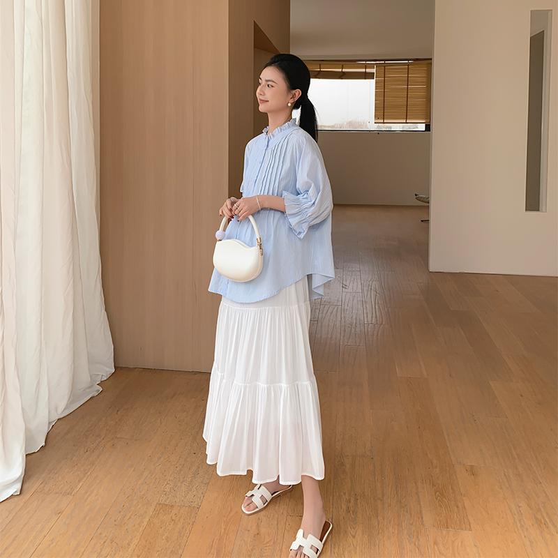 レディース ファッション 夏 かわいい おしゃれ マタニティ 妊娠中 ベビー 赤ちゃん シャツ トップス スカート ロング シンプル