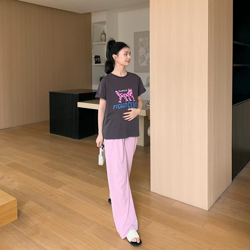 レディース ファッション 夏 かわいい おしゃれ マタニティ 妊娠中 ベビー 赤ちゃん ワイド パンツ スーツ Tシャツ アニマル柄 イラスト シンプル 個性的