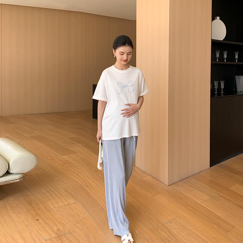 レディース ファッション 夏 かわいい おしゃれ マタニティ 妊娠中 ベビー 赤ちゃん 夏 半袖 Tシャツ トップス 冷感 パンツ リボン バレエコア シンプル 韓国|YKC8