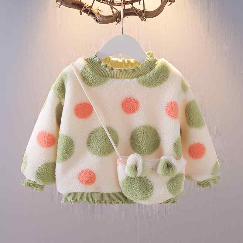 キッズ ファッション 女の子 かわいい おしゃれ 韓国 子供服 プリンセス 発表会 結婚式 高級 秋　冬 赤ちゃん フリース セーター トップス 水玉 ドット シンプル
