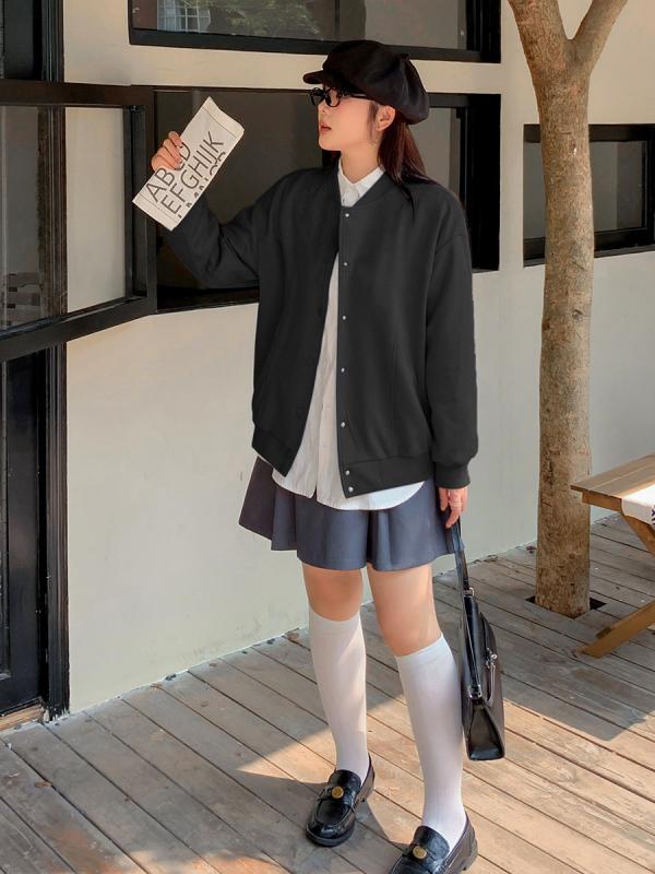 ジャケット レディース 大きいサイズ ブルゾン ジャンパー ゆったりめ 日韓スタイル カジュアル 無地 長袖 伸縮性 普段使い アウター3｜YKsakai