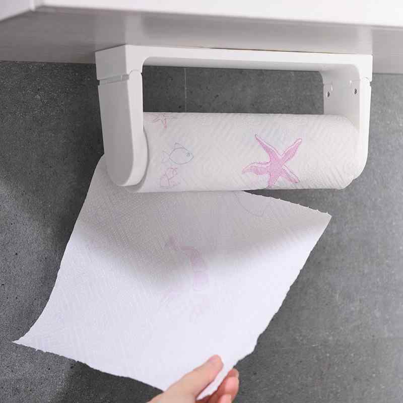 キッチンペーパーホルダー 吊り収納家具棚下式 ロールペーパーホルダー 一回り保持者 布巾掛け 穴あけ不必要 磁石式 勝手もと納める3