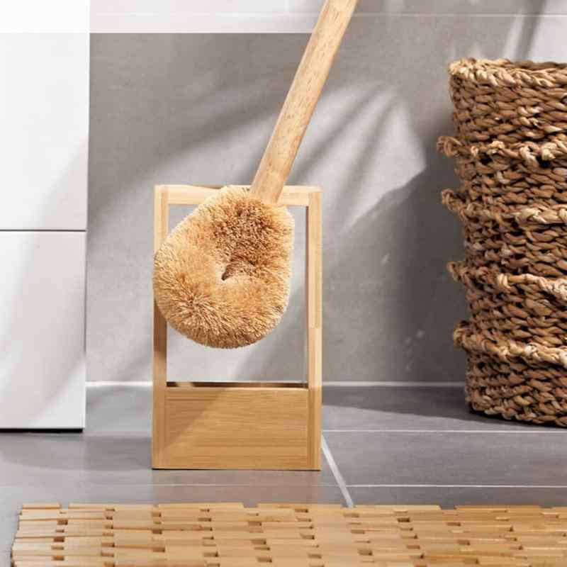 室内用便器毛はらい 竹製 飾りつけ 床置き トイレブラシスタンド 保持者 分かりやすい 掃き出す備品3