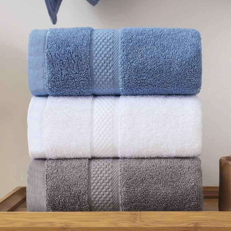 タオル フェイスタオル 純綿 コットン 厚手 吸水 速乾 75×34cm 洗顔タオル 家庭用 男性用 女性用 ソフト 白 青 グレー
