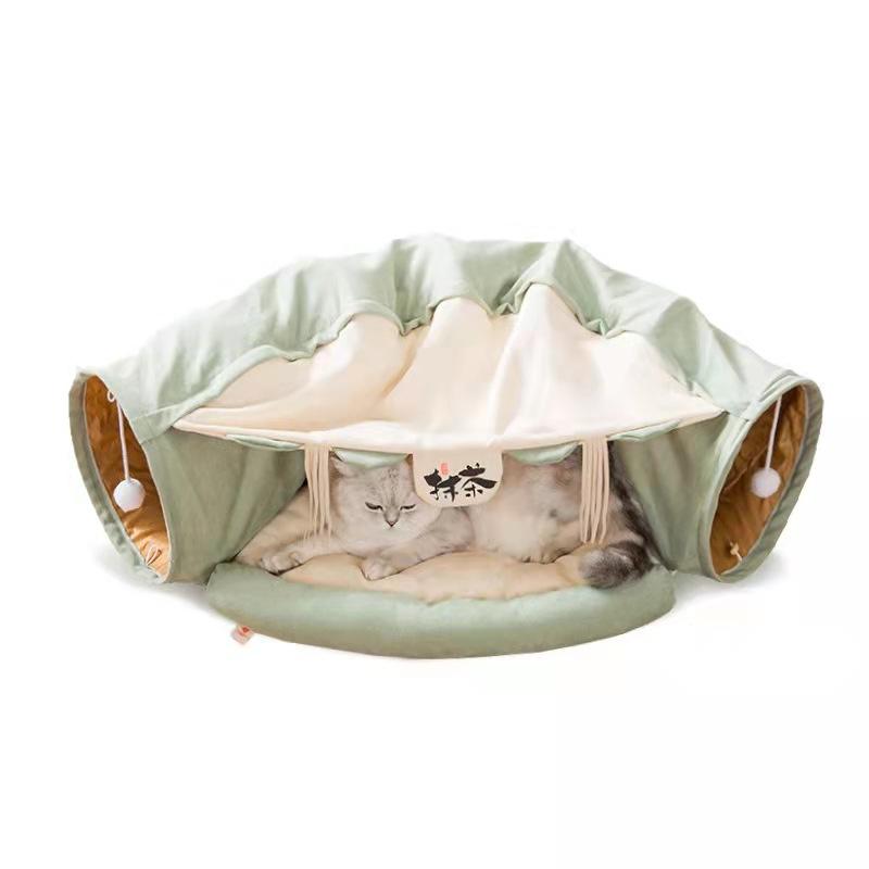 猫 おもちゃ トンネル 折りたたみ 式 四季 通用 転がり 防止 猫 用品 桜色 緑色 ブラウン コーヒー3